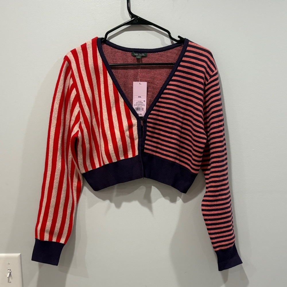 Wild Fable Red and Navy Striped Cardigan - Picture 3 of 5